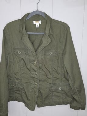 Talbots Olive Green Utility Jacket Size 18 Field Safari Coat